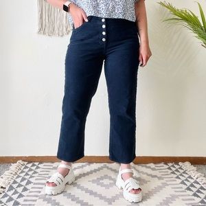 Lucky Brand Navy Corduroy Bridgette Cropped Flare Pants Size 32
